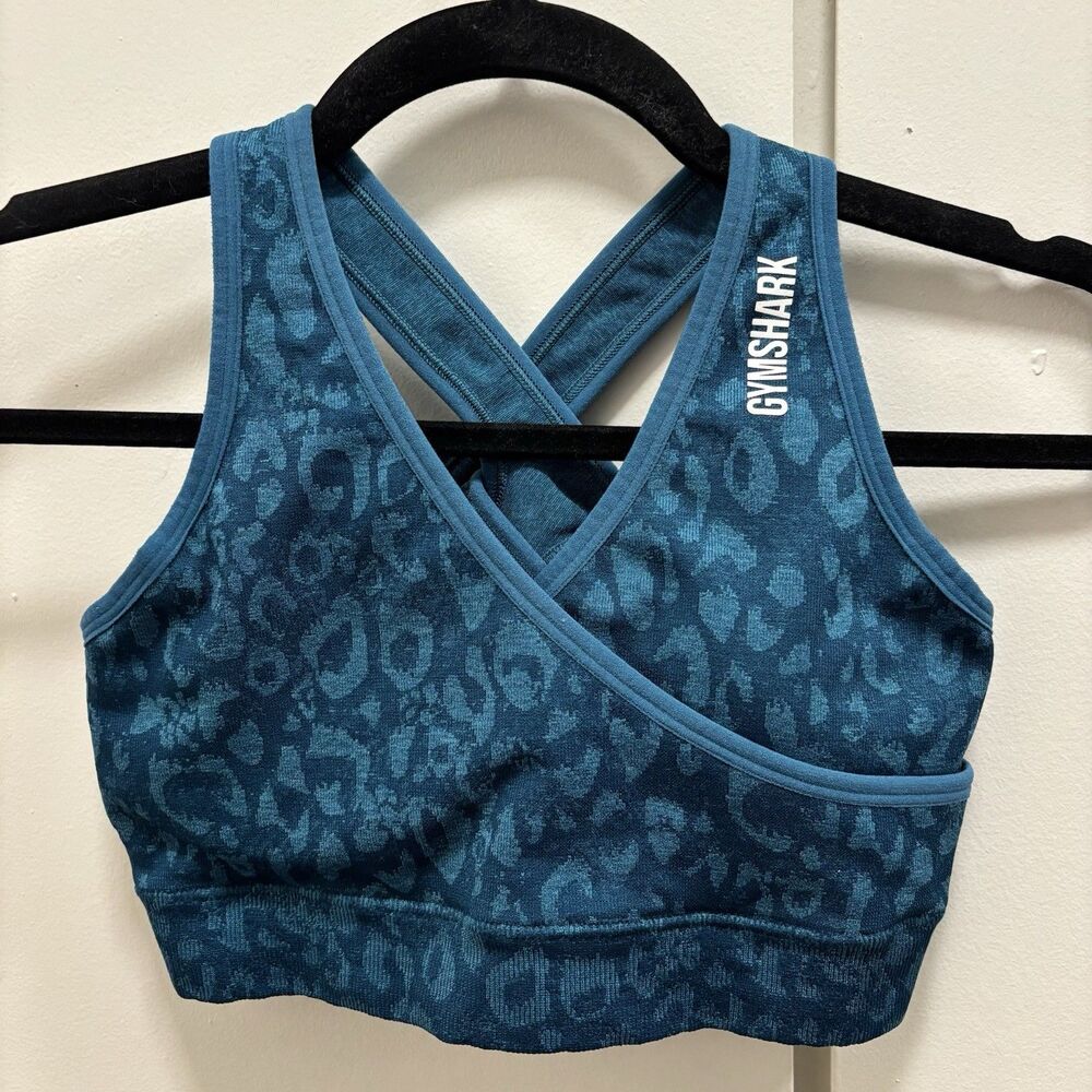 Gymshark Women’s Sz Small Teal Blue Adapt Animal Seamless Sports Bra